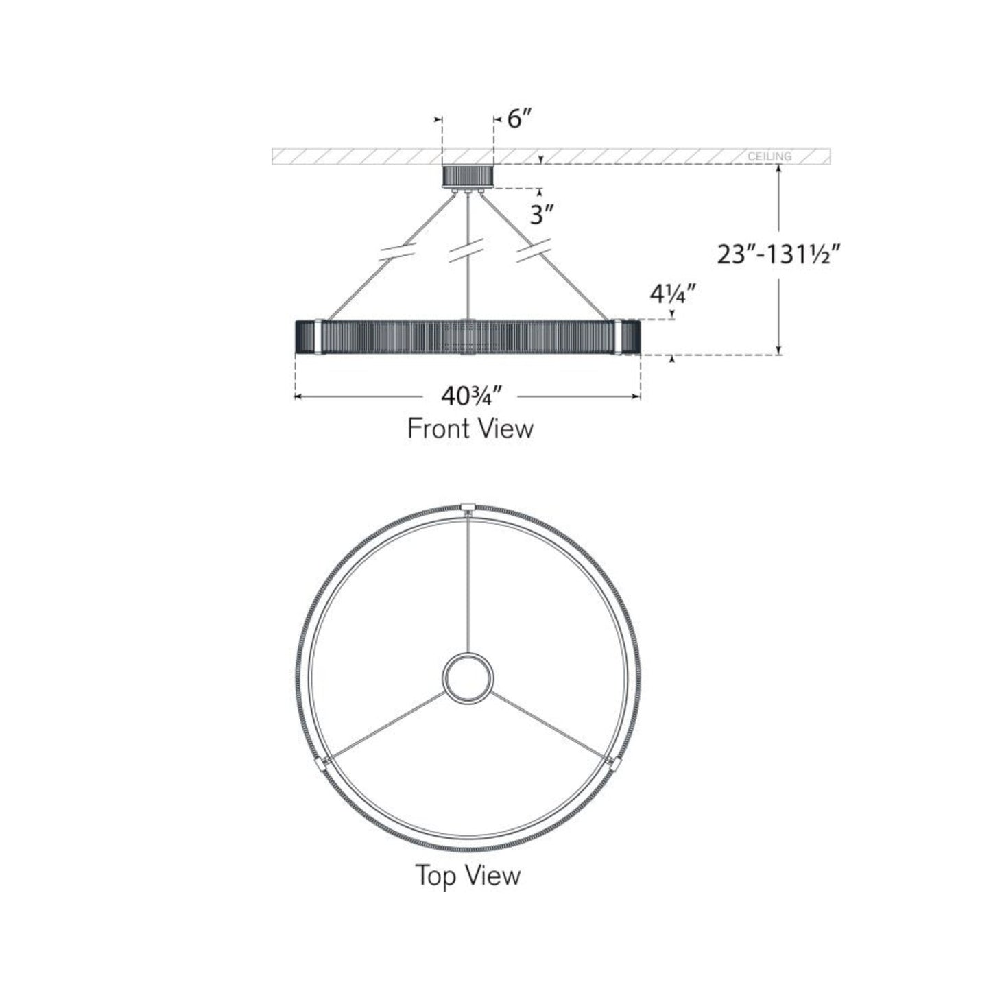 Kayden LED Chandelier - line drawing.