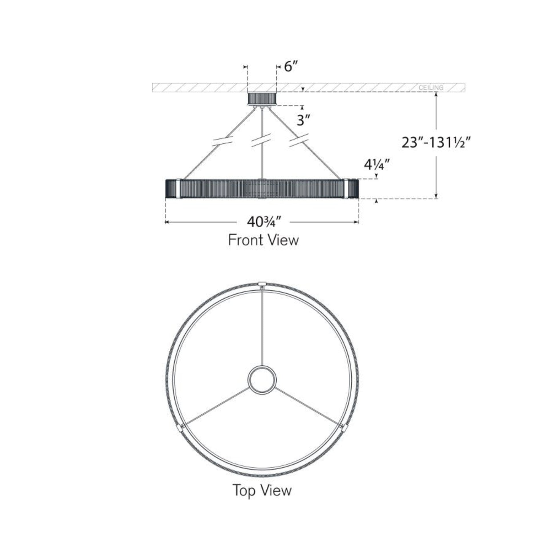 Kayden LED Chandelier - line drawing.