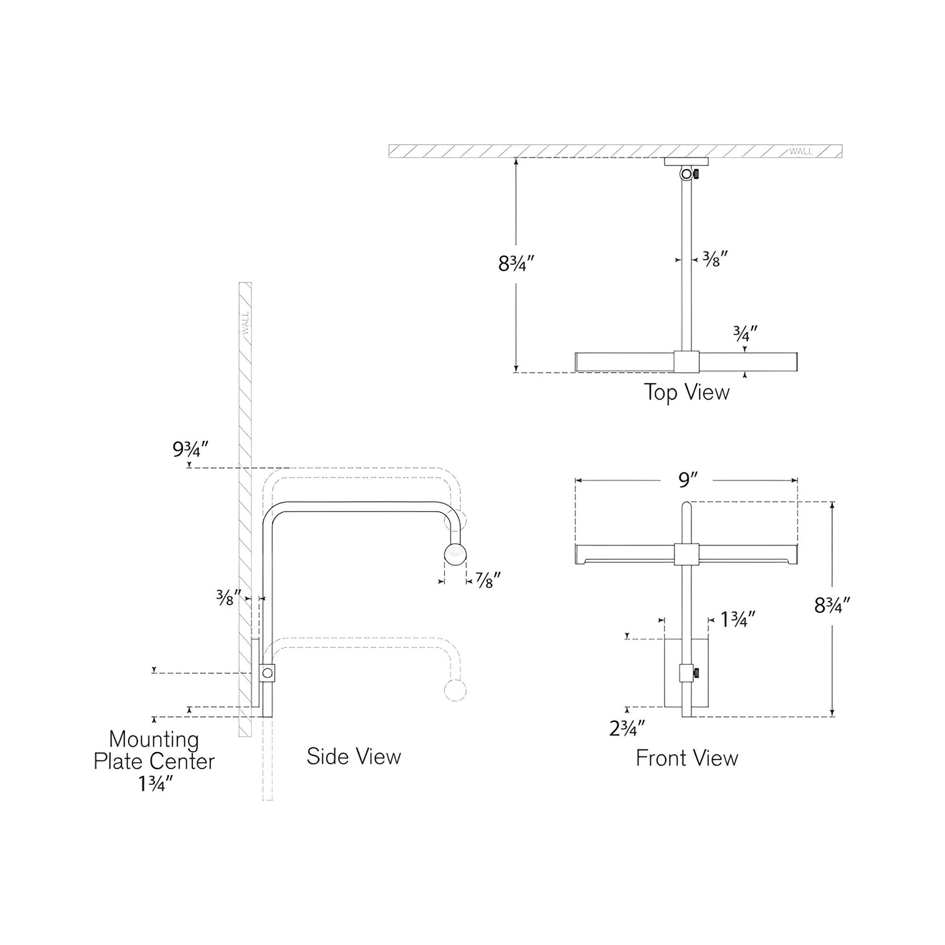 Kidd LED Picture Light - line drawing.