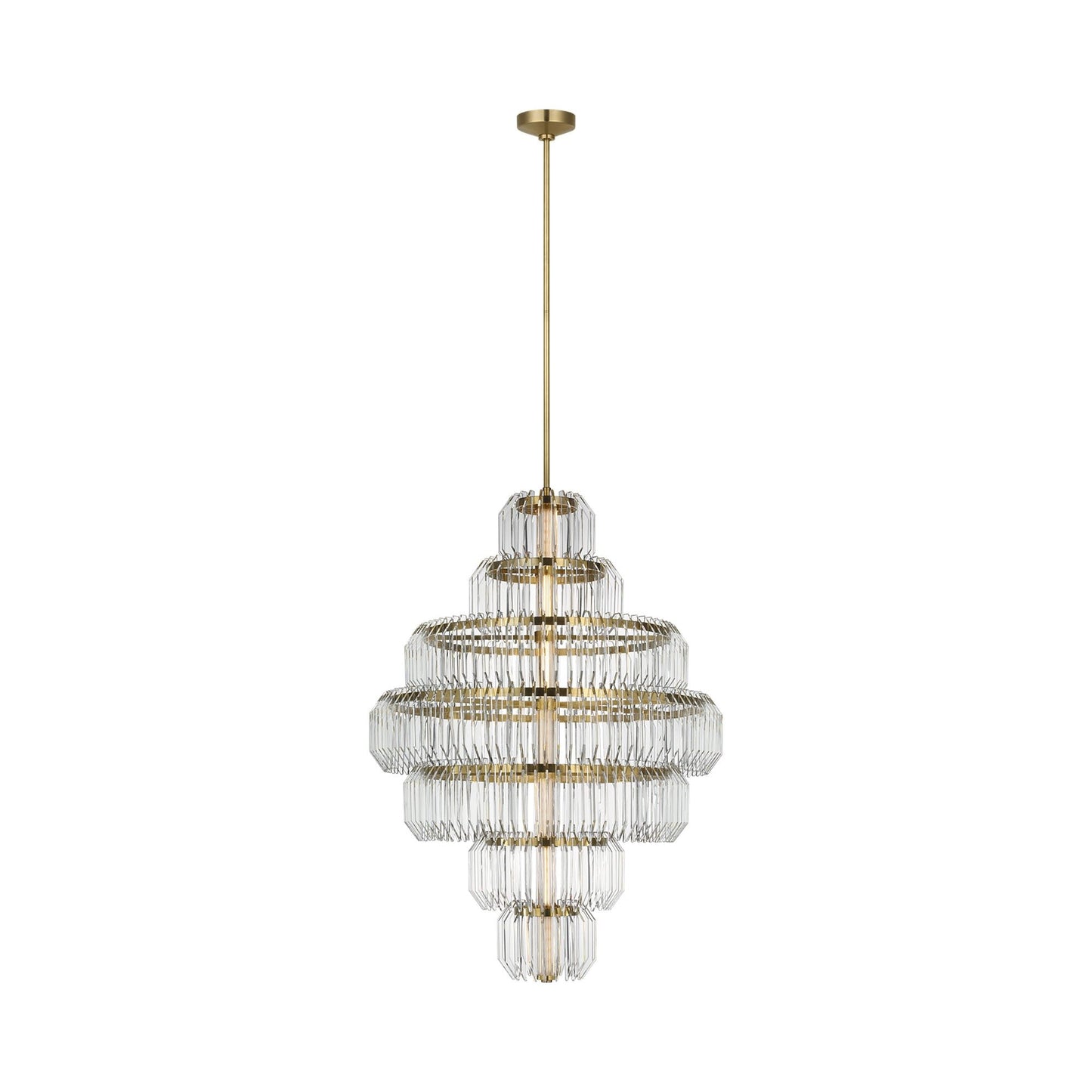 Killarney LED Layered Chandelier in Natural Brass.
