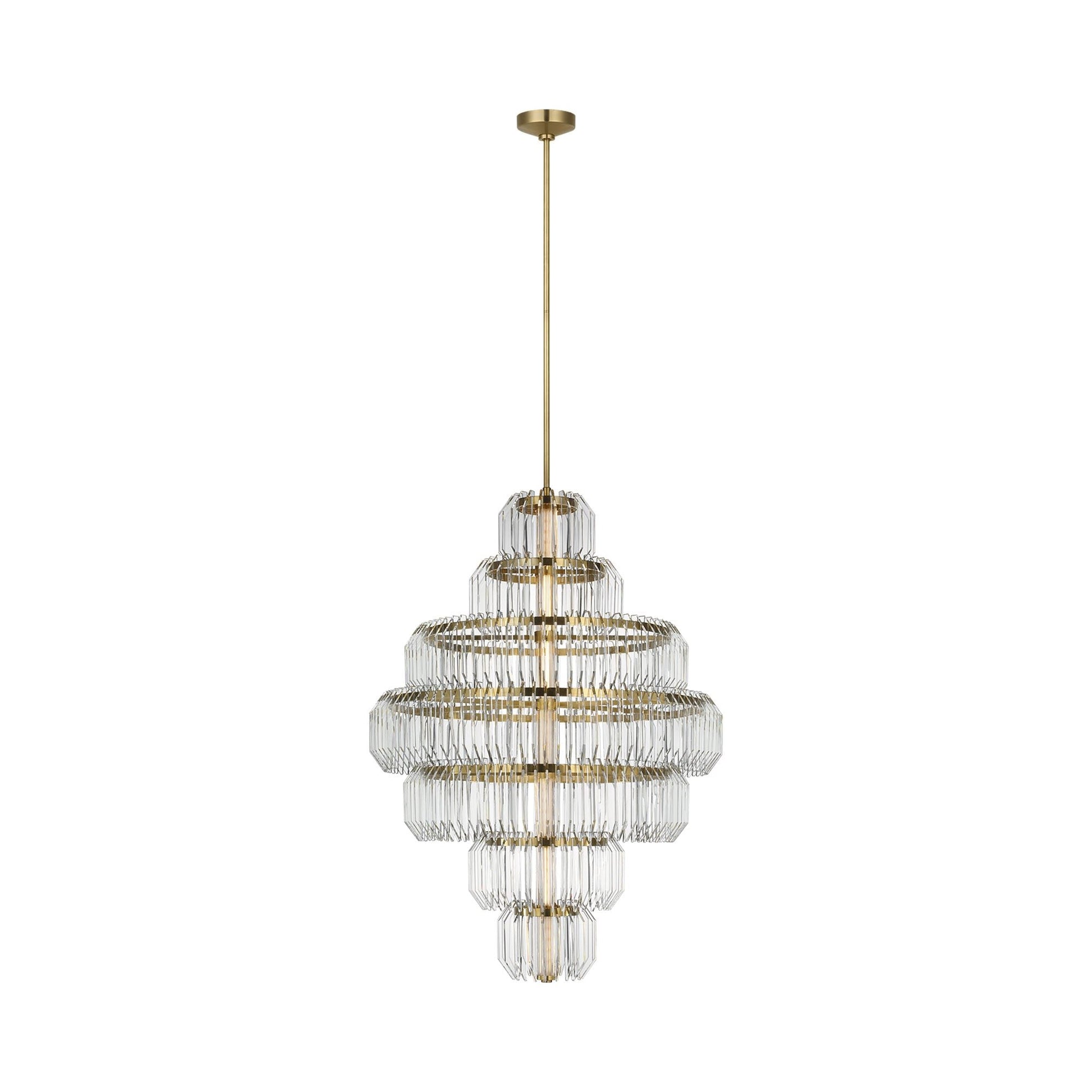 Killarney LED Layered Chandelier in Natural Brass.