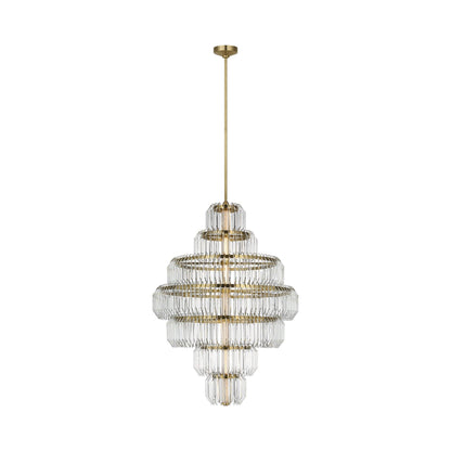 Killarney LED Layered Chandelier in Natural Brass.