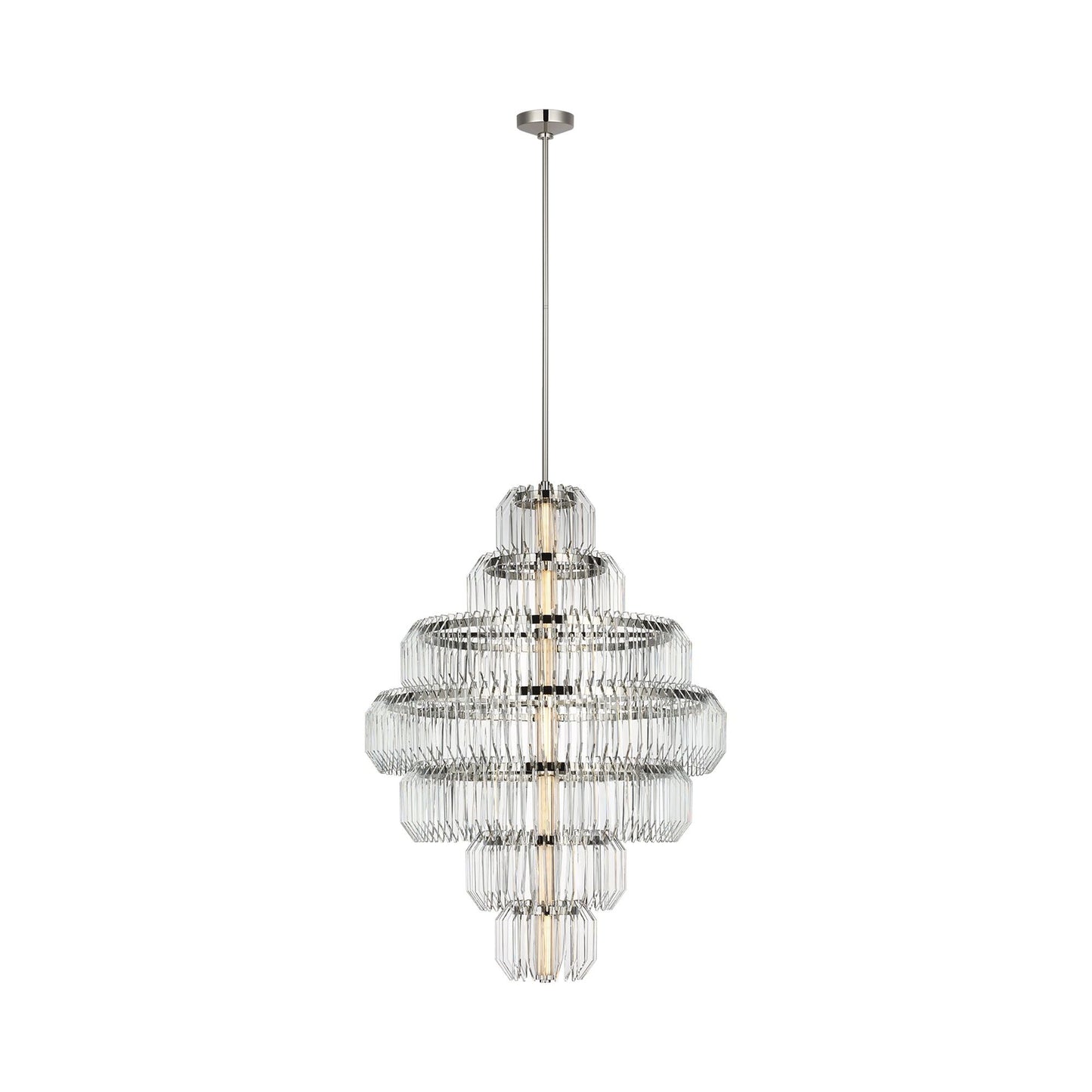 Killarney LED Layered Chandelier in Polished Nickel.