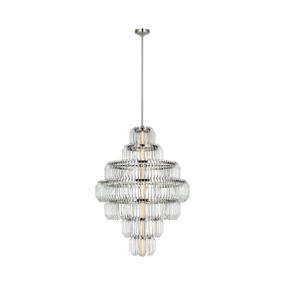 Killarney LED Layered Chandelier in Polished Nickel.