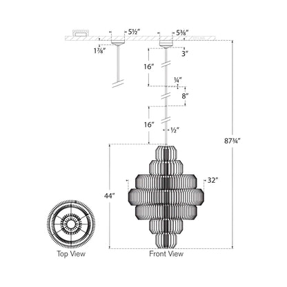 Killarney LED Layered Chandelier - line drawing.