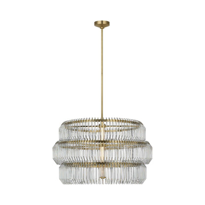 Killarney LED Layered Drum Chandelier in Natural Brass.