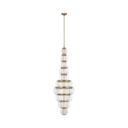 Killarney LED Layered Entry Chandelier in Natural Brass.
