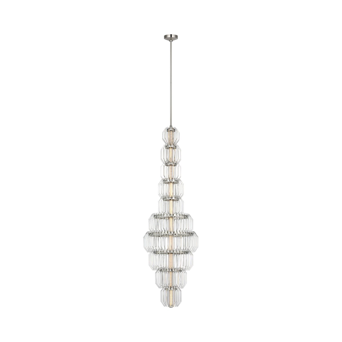 Killarney LED Layered Entry Chandelier in Polished Nickel.