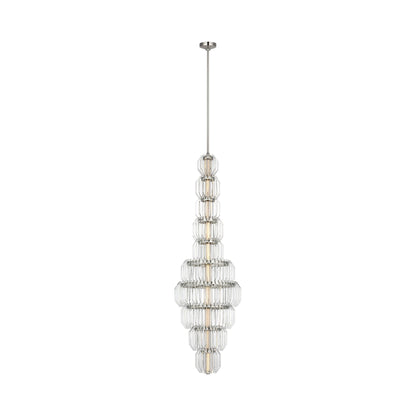 Killarney LED Layered Entry Chandelier in Polished Nickel.