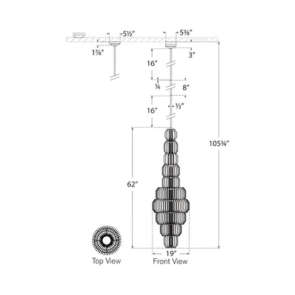Killarney LED Layered Entry Chandelier - line drawing.