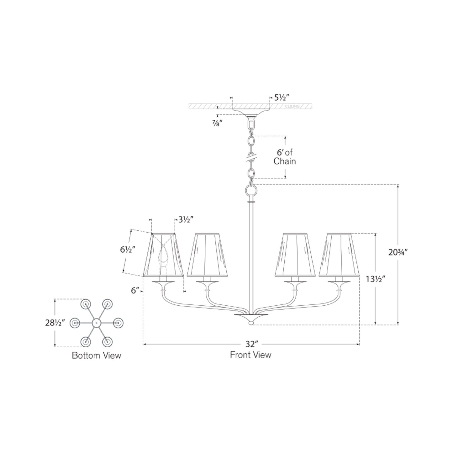 Knox Chandelier - line drawing.