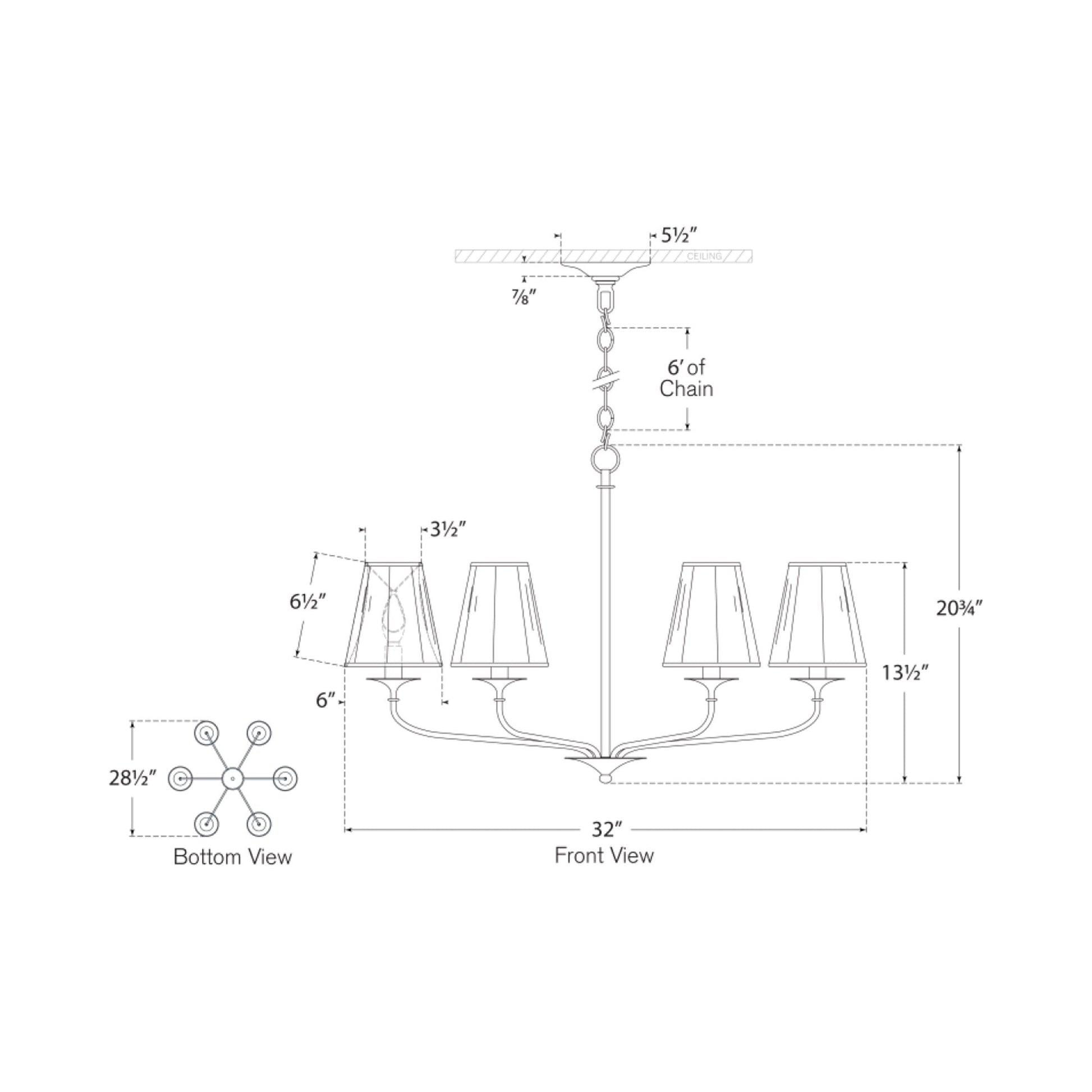 Knox Chandelier - line drawing.