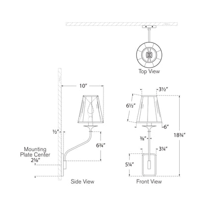 Knox Single Wall Light - line drawing.