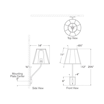 Knox Single Wall Light - line drawing.