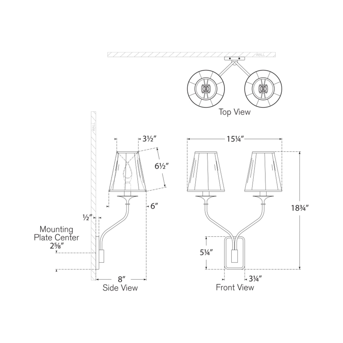 Knox Wall Light - line drawing.