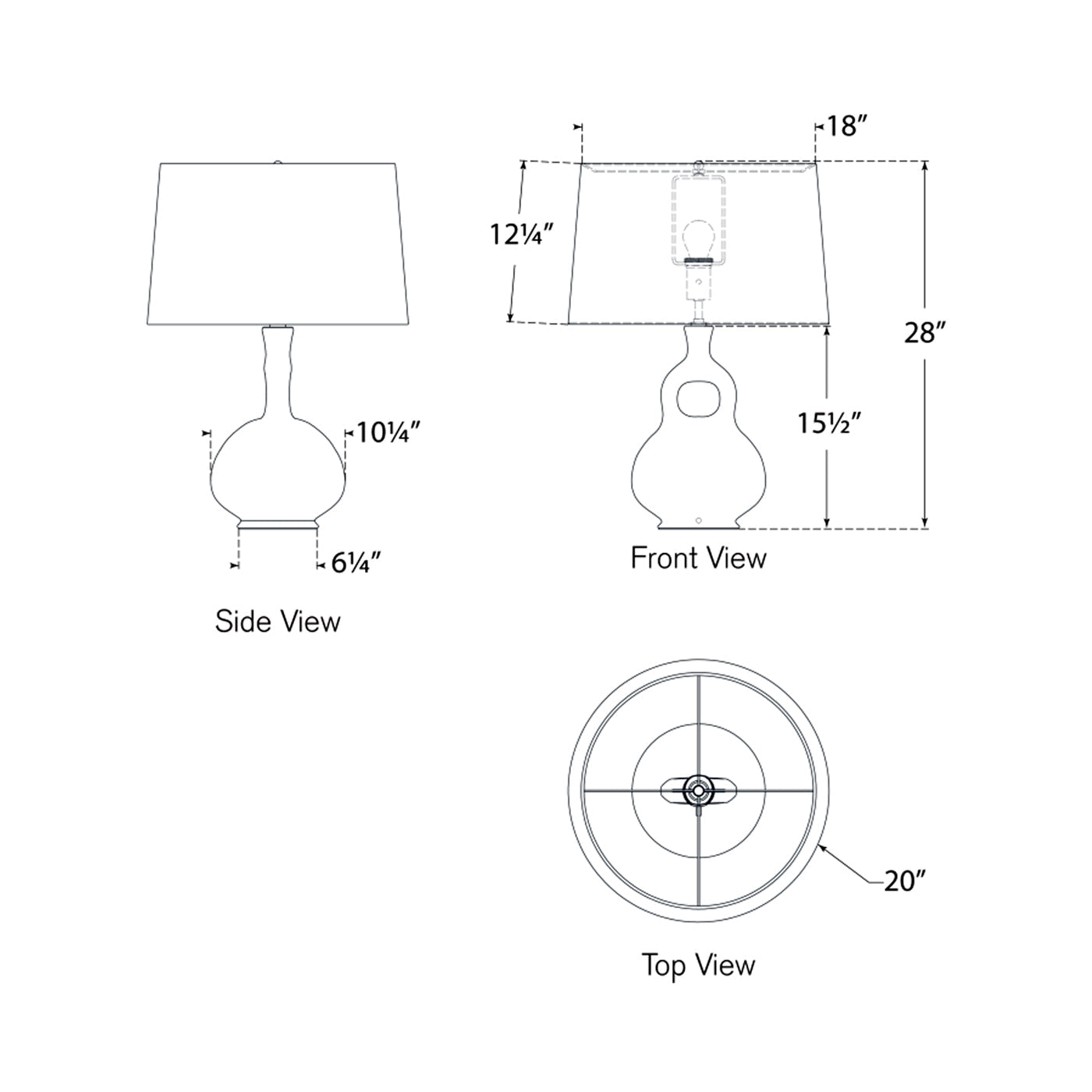 Lamu Table Lamp - line drawing.