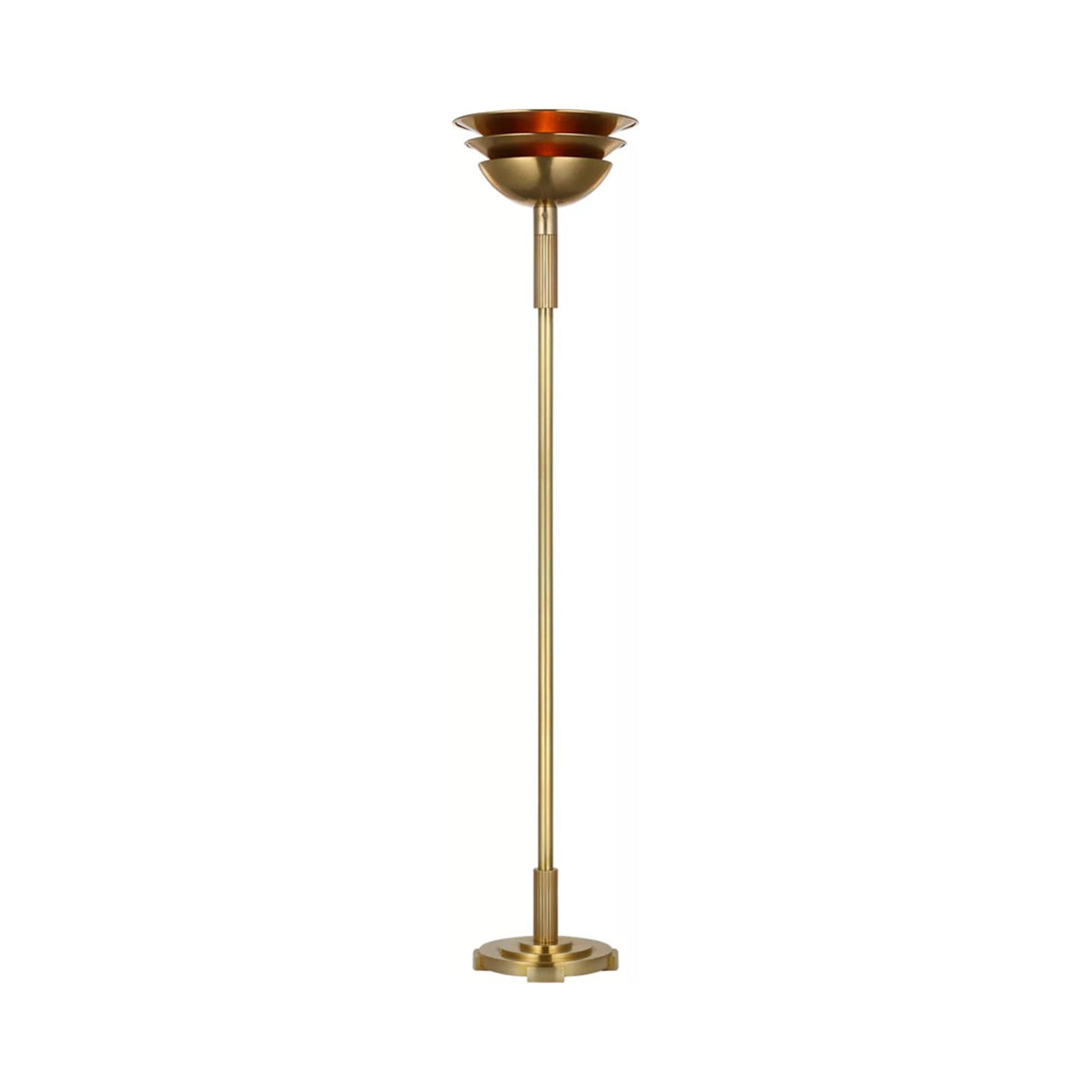 Langton Torchiere Floor Lamp in Natural Brass.