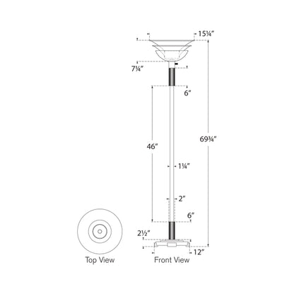 Langton Torchiere Floor Lamp - line drawing.