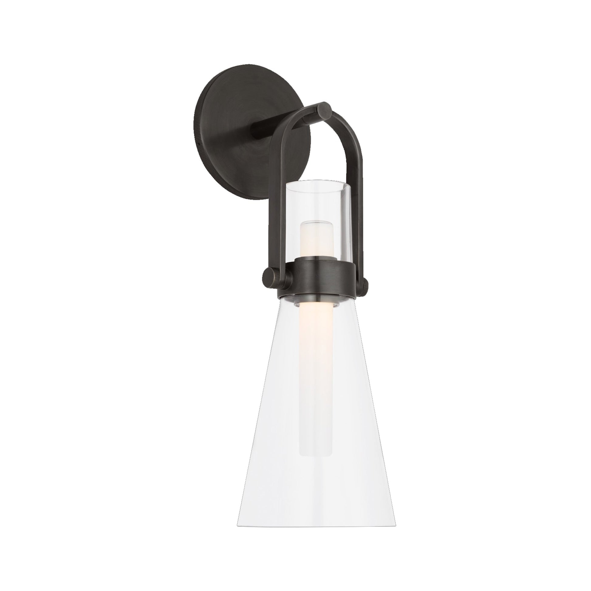 Larkin LED Conical Bracketed Wall Light in Bronze.