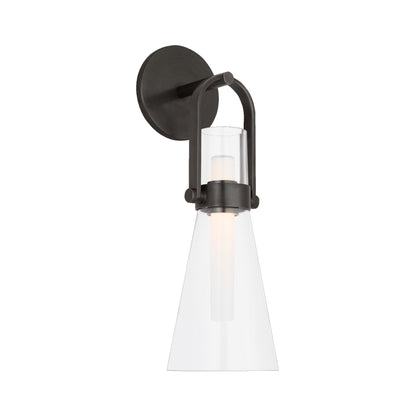 Larkin LED Conical Bracketed Wall Light in Bronze.