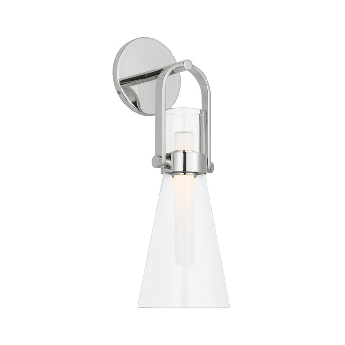 Larkin LED Conical Bracketed Wall Light in Polished Nickel.