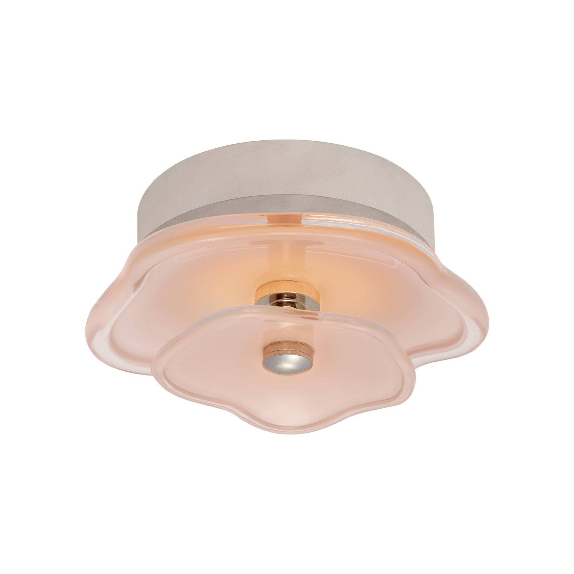Leighton Layered LED Flush Mount Ceiling Light in Polished Nickel/Blush (Small).