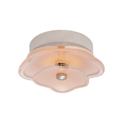 Leighton Layered LED Flush Mount Ceiling Light in Polished Nickel/Blush (Small).