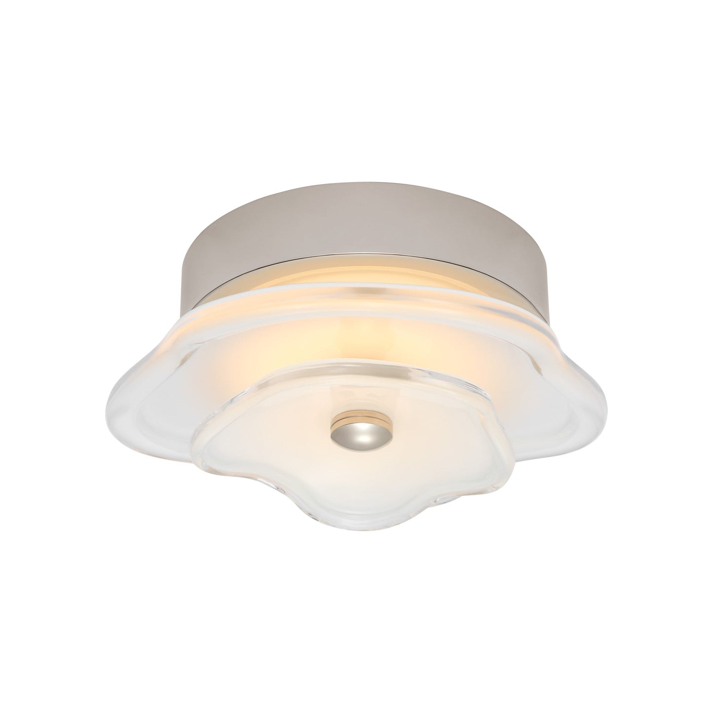 Leighton Layered LED Flush Mount Ceiling Light in Polished Nickel/Cream (Small).