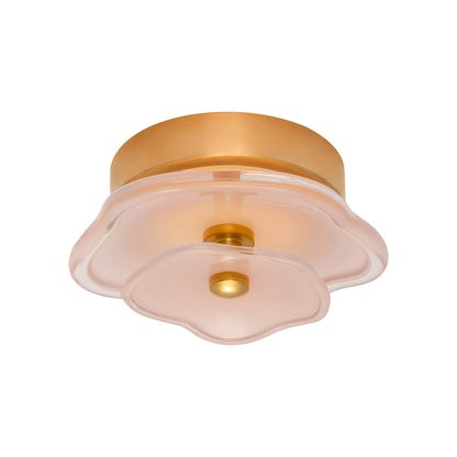 Leighton Layered LED Flush Mount Ceiling Light in Soft Brass/Blush (Small).
