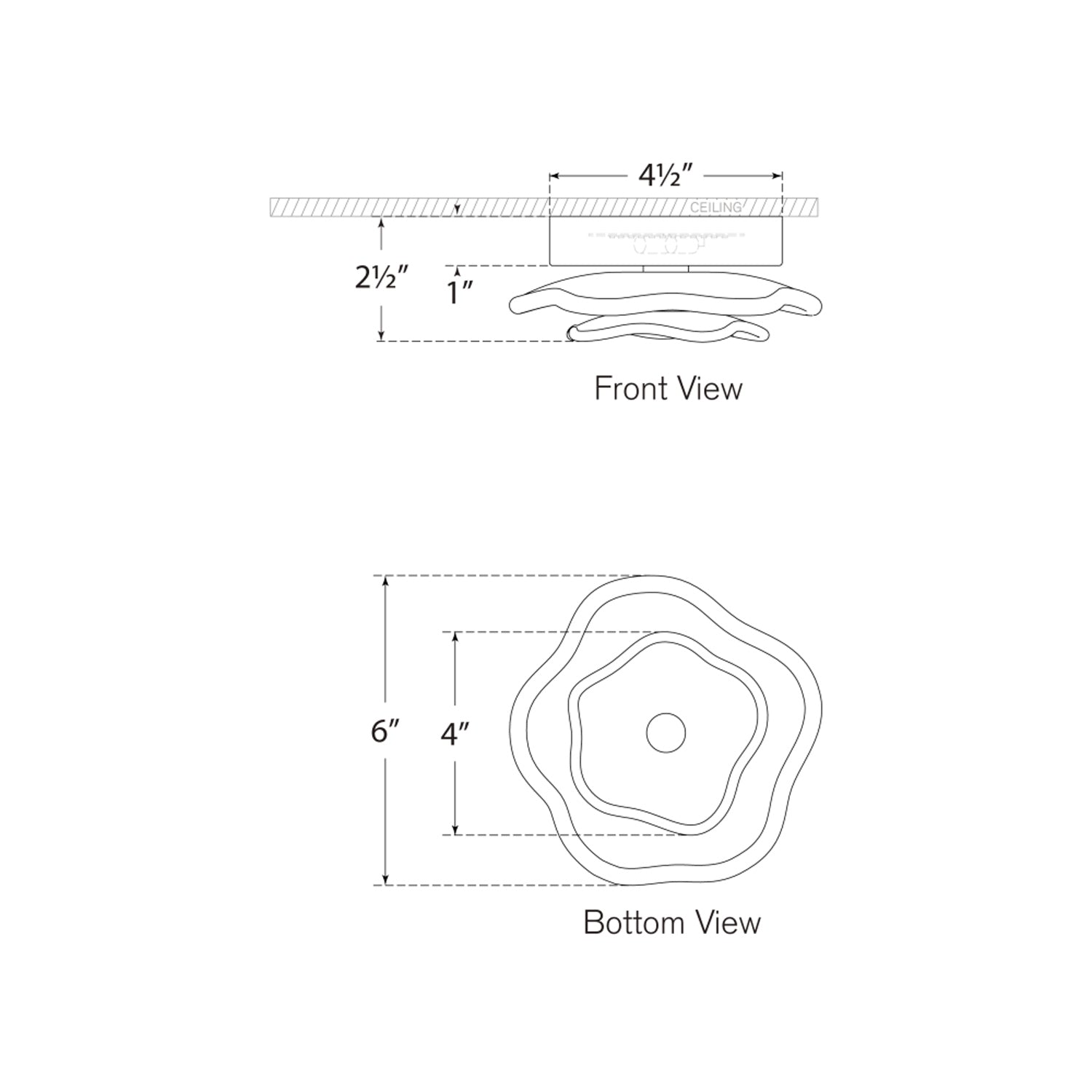 Leighton Layered LED Flush Mount Ceiling Light - line drawing.