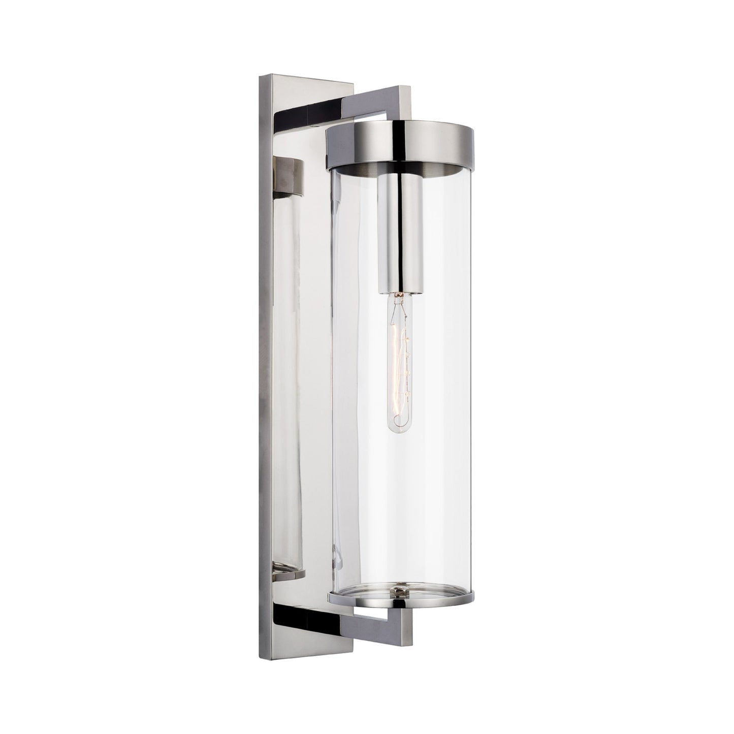 Liaison Bracketed Outdoor Wall Light in Polished Nickel (Clear Glass).