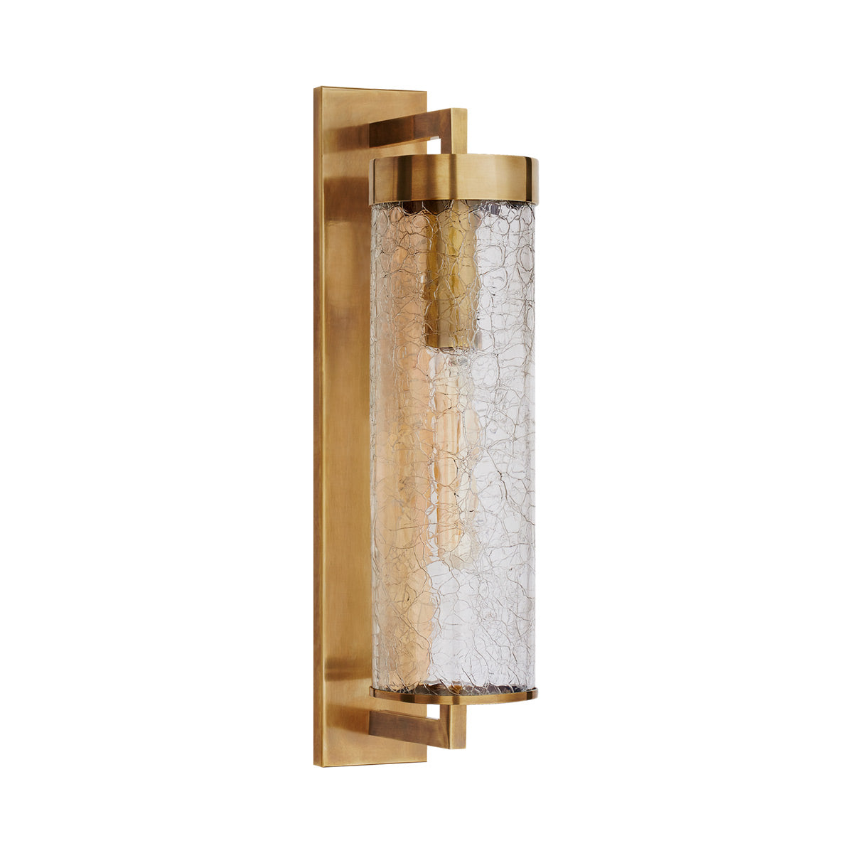Liaison Bracketed Outdoor Wall Light in Antique-Burnished Brass (Crackle Glass).