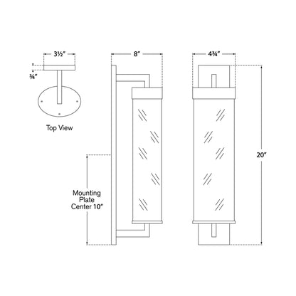 Liaison Bracketed Outdoor Wall Light - line drawing.
