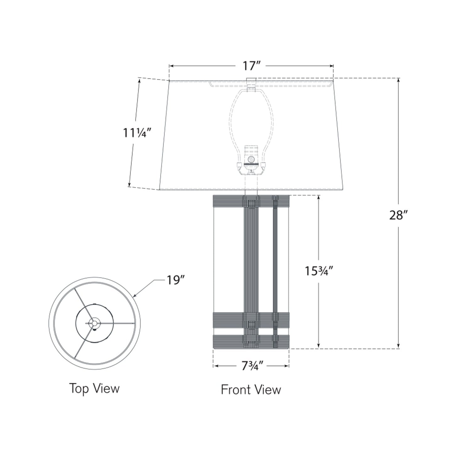 Lignum Table Lamp - line drawing.