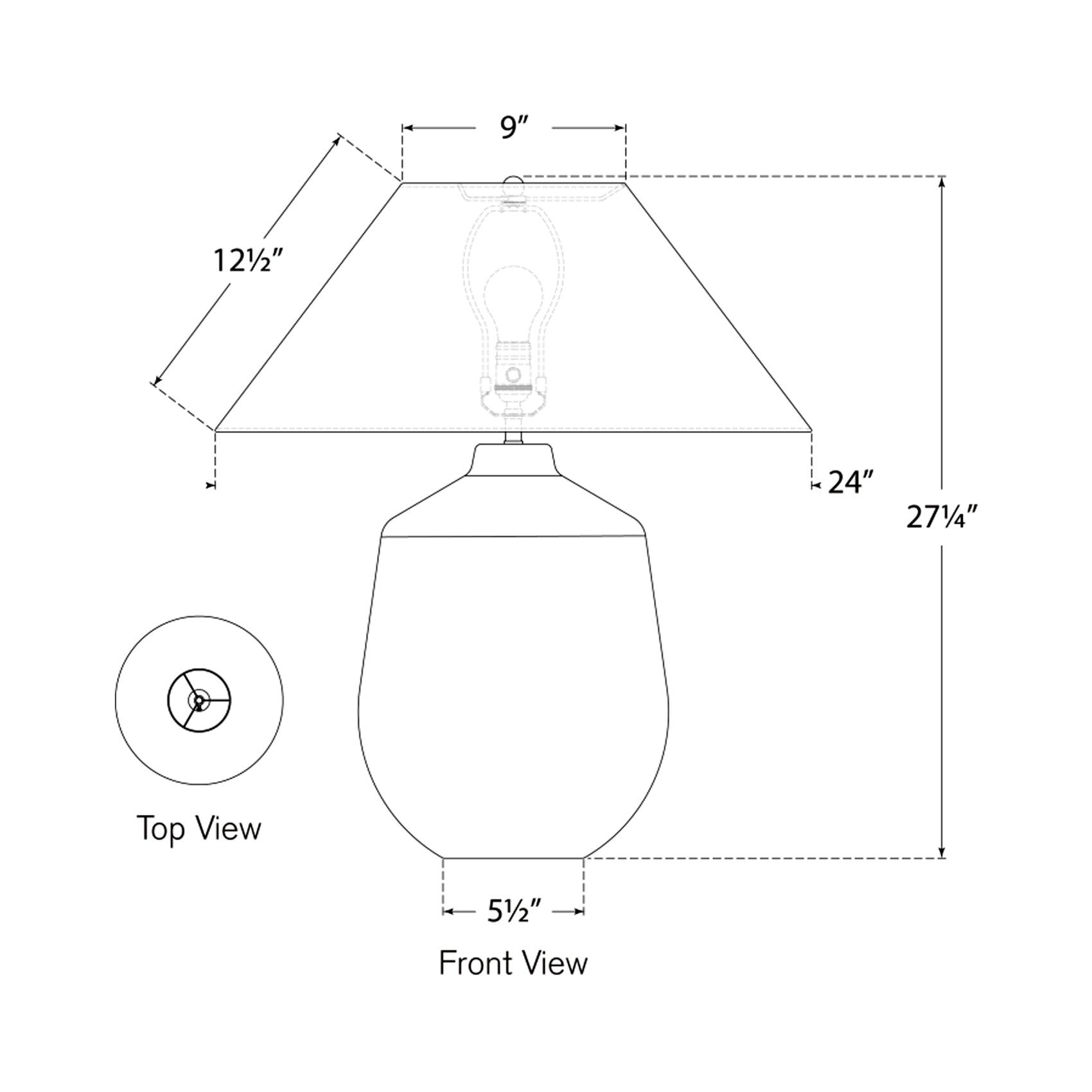 Lillis Table Lamp - line drawing.