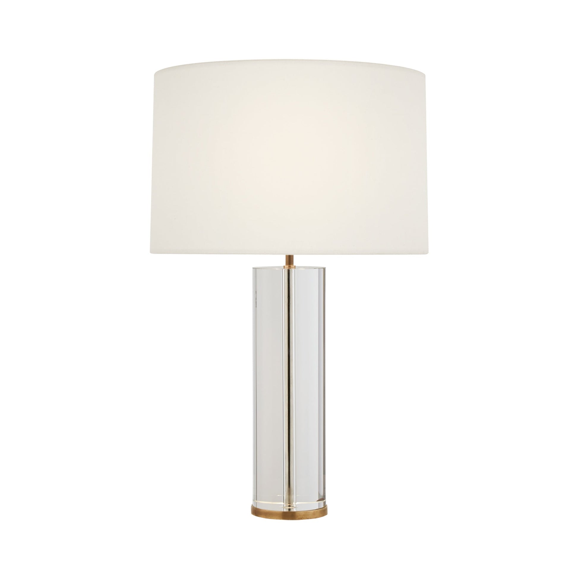 Lineham LED Rechargeable Table Lamp in Crystal/Hand-Rubbed Antique Brass.