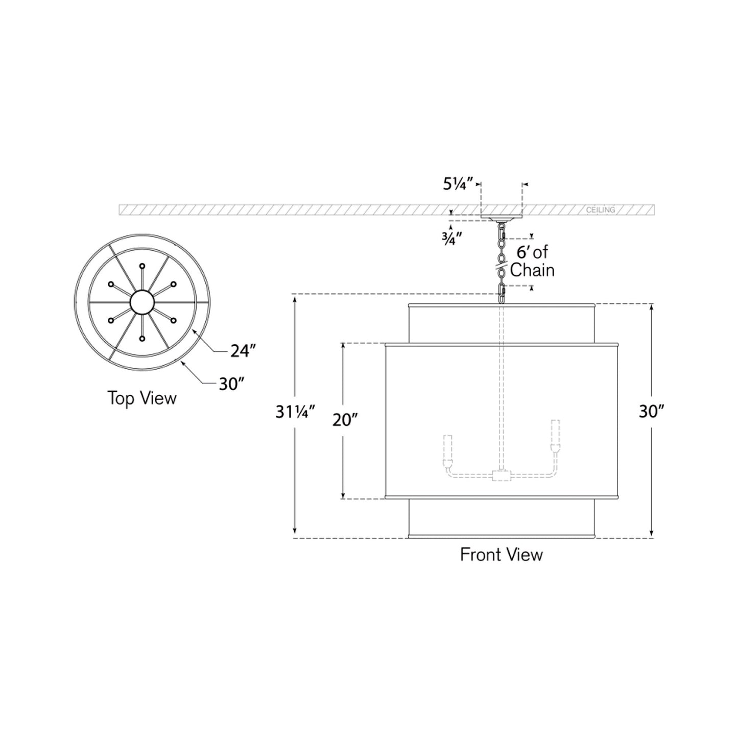 Linley Pendant Light - line drawing.