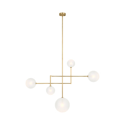 Linnea LED Chandelier in Hand Rubbed Antique Brass (5-Light/Soft Etched Glass).