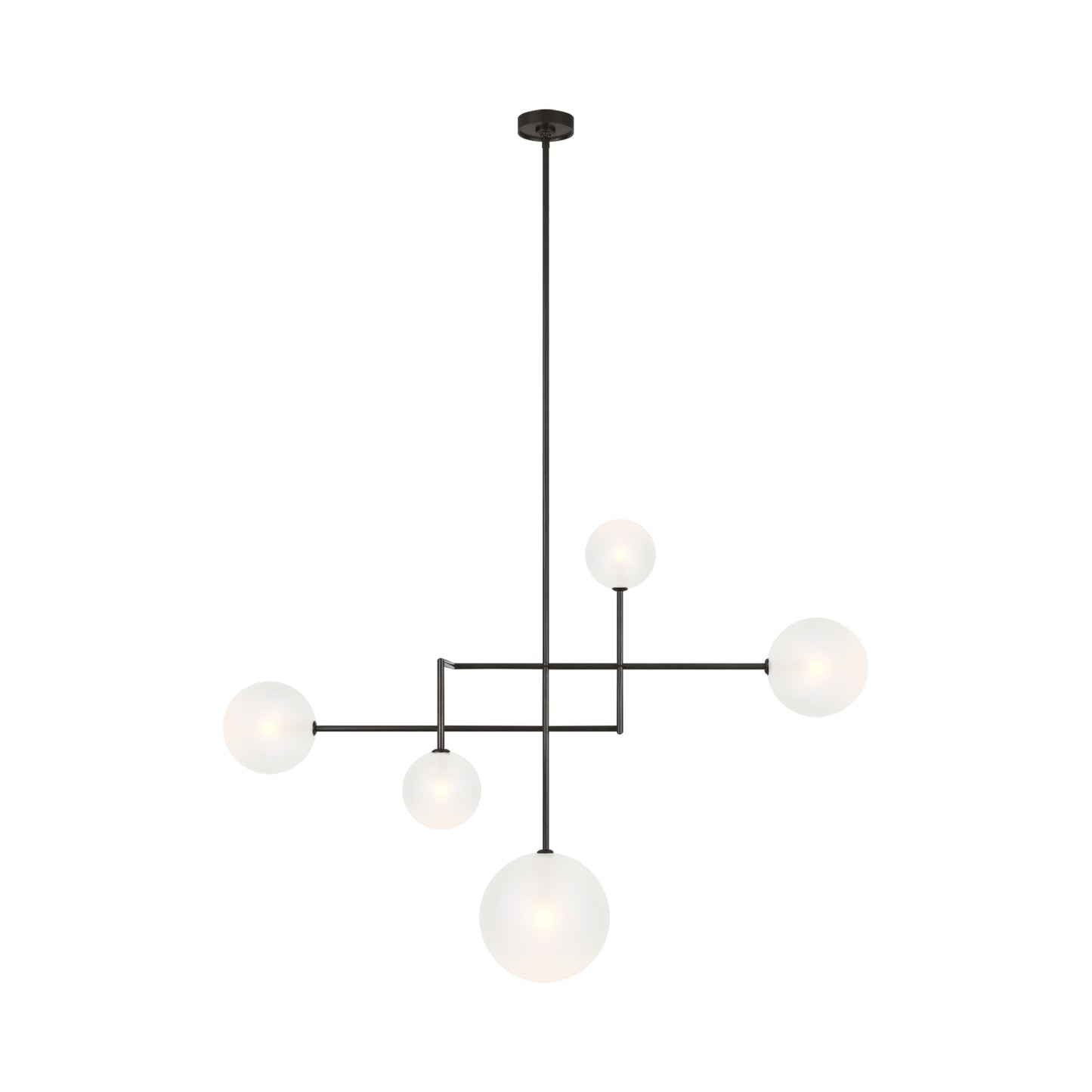 Linnea LED Chandelier in Modern Iron (5-Light/Soft Etched Glass).