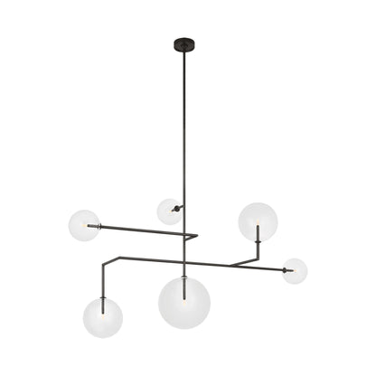 Linnea LED Chandelier in Modern Iron (6-Light/Clear Glass).