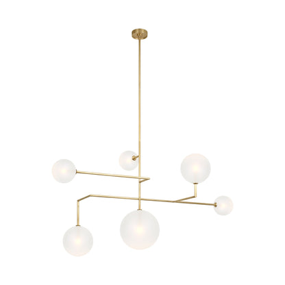 Linnea LED Chandelier in Hand Rubbed Antique Brass (6-Light/Soft Etched Glass).