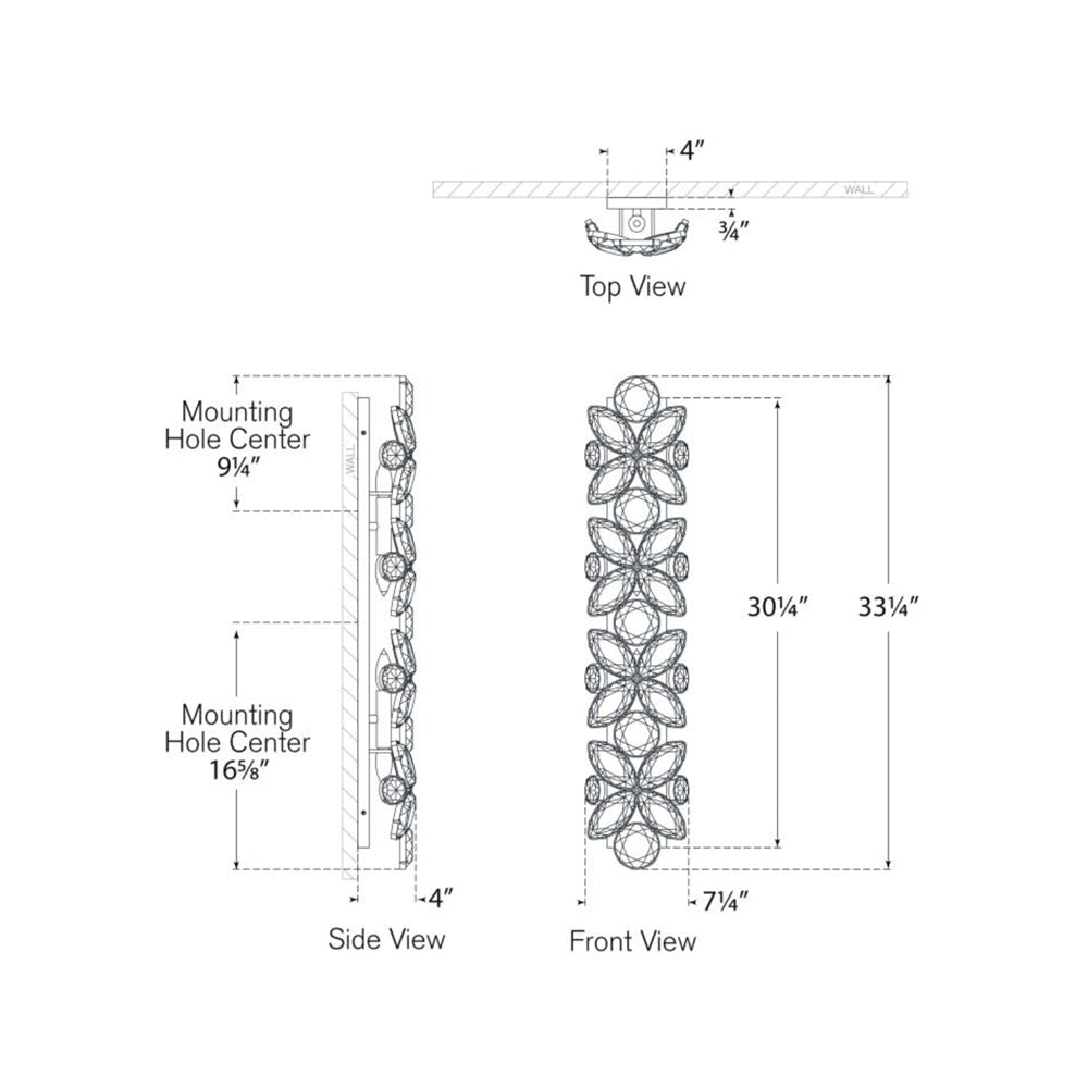 Lloyd Rectangle Wall Light - line drawing.