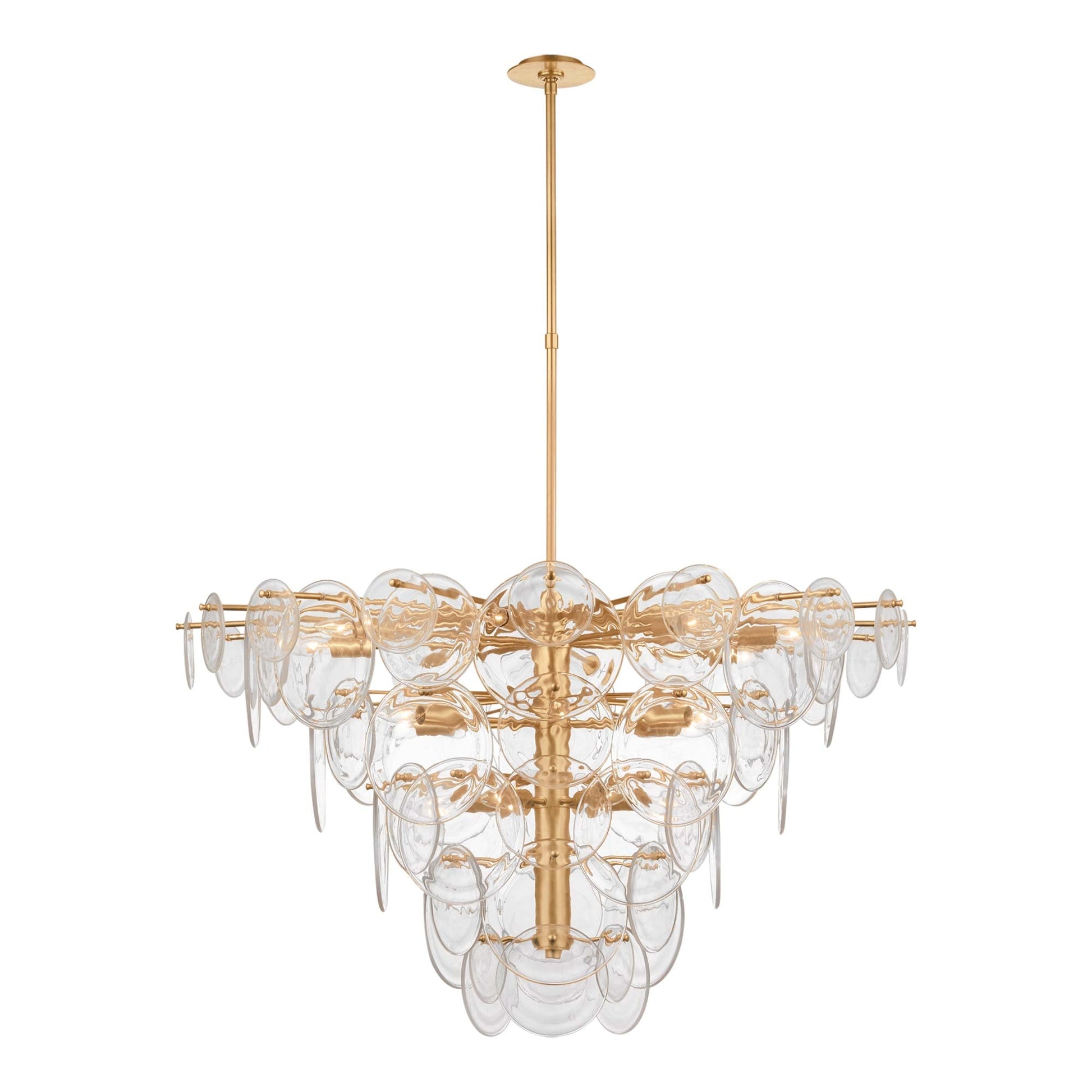 Loire Chandelier in Gild/Clear Strie Glass (Extra Large).