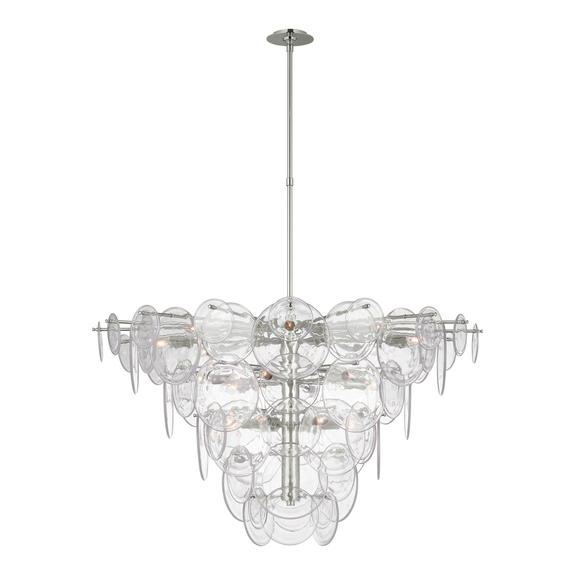 Loire 20-Light Polished Nickel Chandelier with Glass Discs