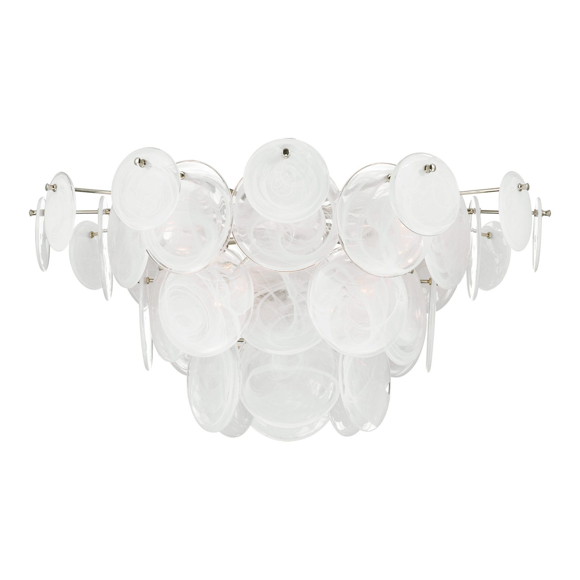 Loire Flush Mount Ceiling Light in Polished Nickel/White Strie Glass(Grande).