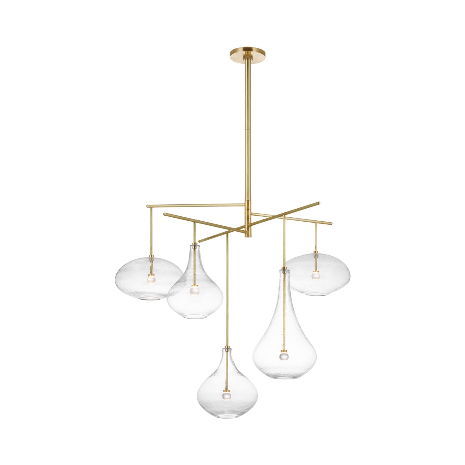 Soft Brass and Clear Glass 5-Light LED Chandelier