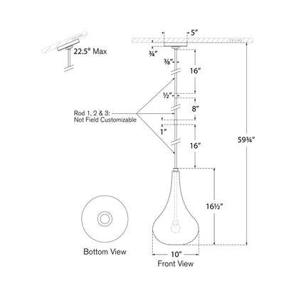 Lomme LED Pendant Light - line drawing.