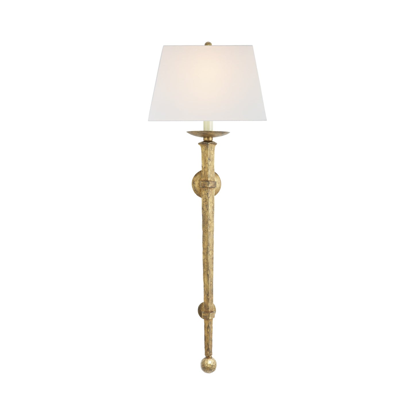 Long Iron Torch Wall Light in Gilded Iron (Linen).