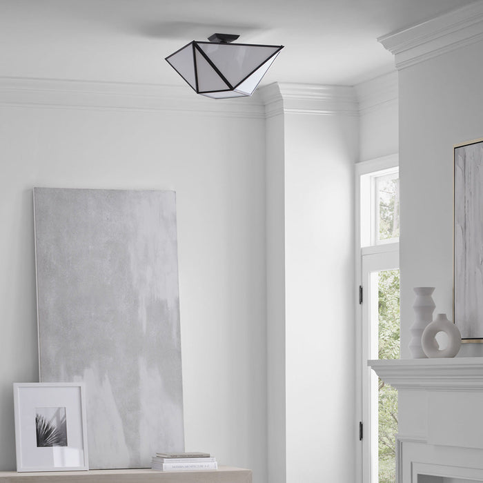 Lorino LED Semi Flush Ceiling Light in living room.