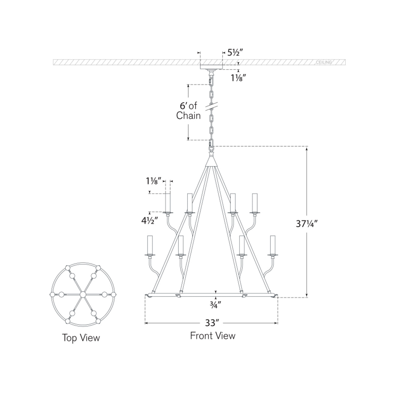 Lorio Chandelier - line drawing.